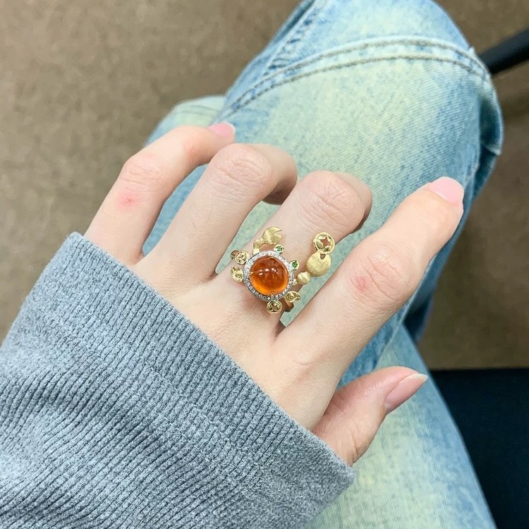 “有钳花”螃蟹戒指轻奢小众精致独特时髦个性设计高级感开口指环