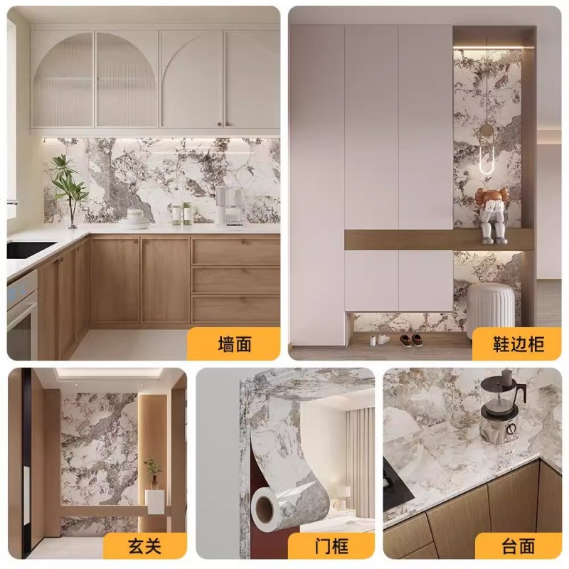 加厚桌面大理石潘多拉自粘贴纸餐边柜台桌子茶几防水家具翻新墙纸