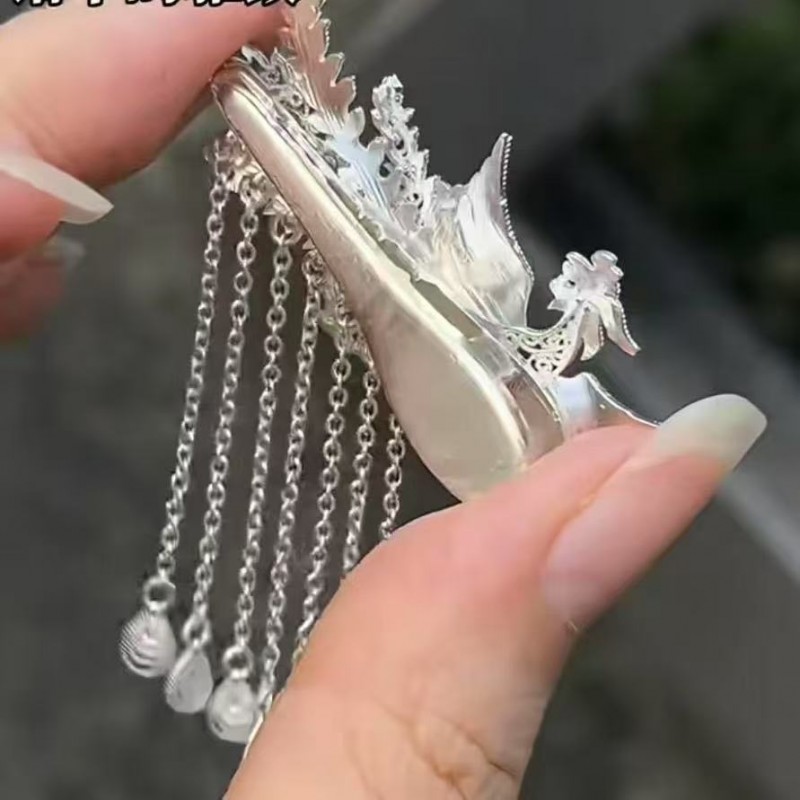 中式国风复古灵动凤凰设计古典搭配汉服造型精致步摇流苏鸭嘴夹