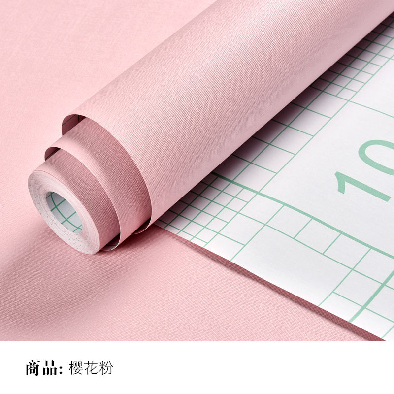 批发马卡龙墙纸自粘卧室温馨壁纸防水pvc纯色素色宿舍寝室墙贴纸