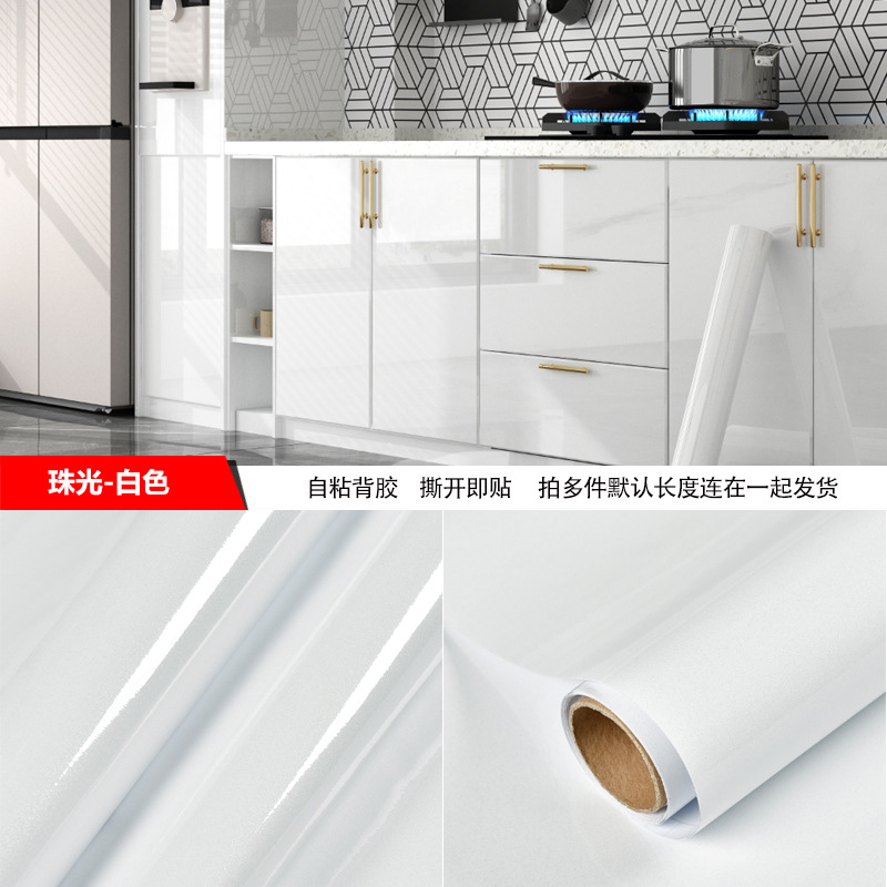 跨境自粘橱柜贴纸翻新家具改色遮丑贴膜灶台面桌柜防水防油墙壁纸