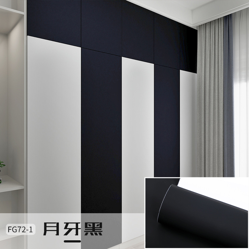 跨境自粘黑色墙纸防水家具翻新即时贴橱柜桌面翻新壁纸 家具改色