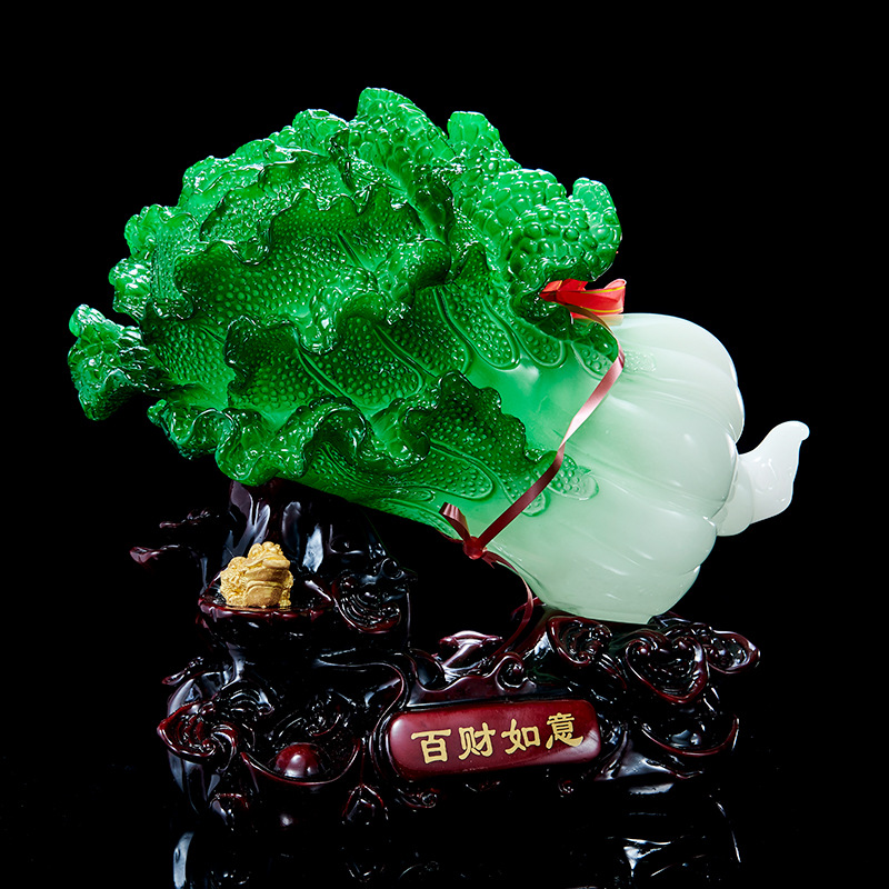 加工定制白菜如意树脂酒柜摆件高级感中式发财乔迁礼物玄关装饰品