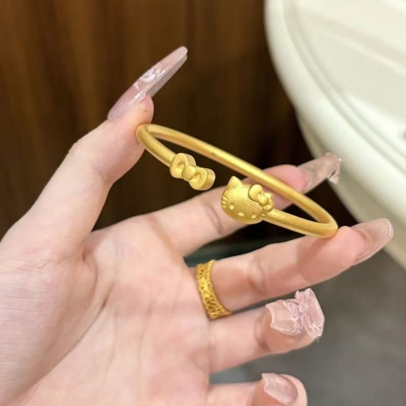 新款kt猫咪蝴蝶结手镯女卡通手环ing小众高级精致百搭设计感手饰