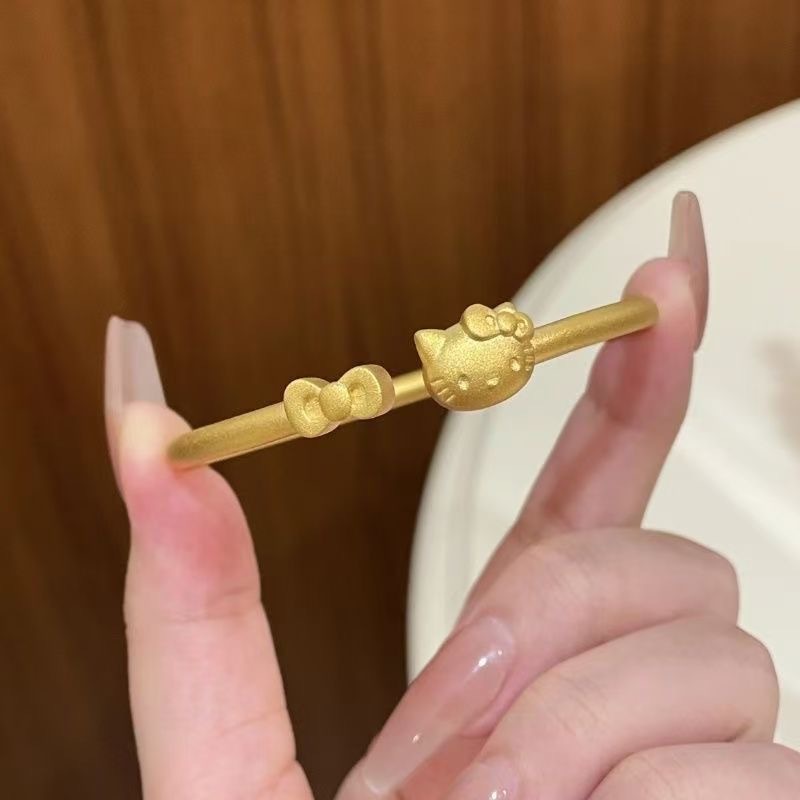 新款kt猫咪蝴蝶结手镯女卡通手环ing小众高级精致百搭设计感手饰