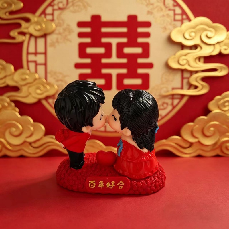 新婚结婚娃娃礼物送新人摆件礼品工艺创意家居搪胶工艺品一对实用