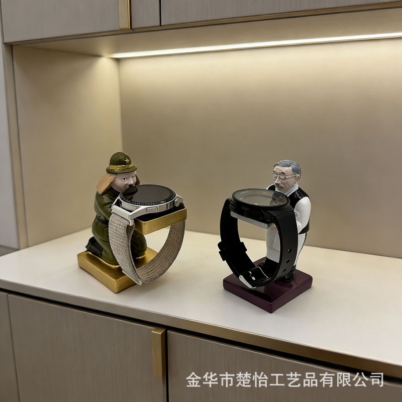 宇航员手表架装饰摆件老爷爷表台iWatch座托盘手表树脂展示架桌面