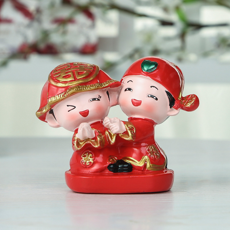 婚庆娃娃新婚结婚树脂工艺品礼物新中式礼品婚房创意家居装饰摆件