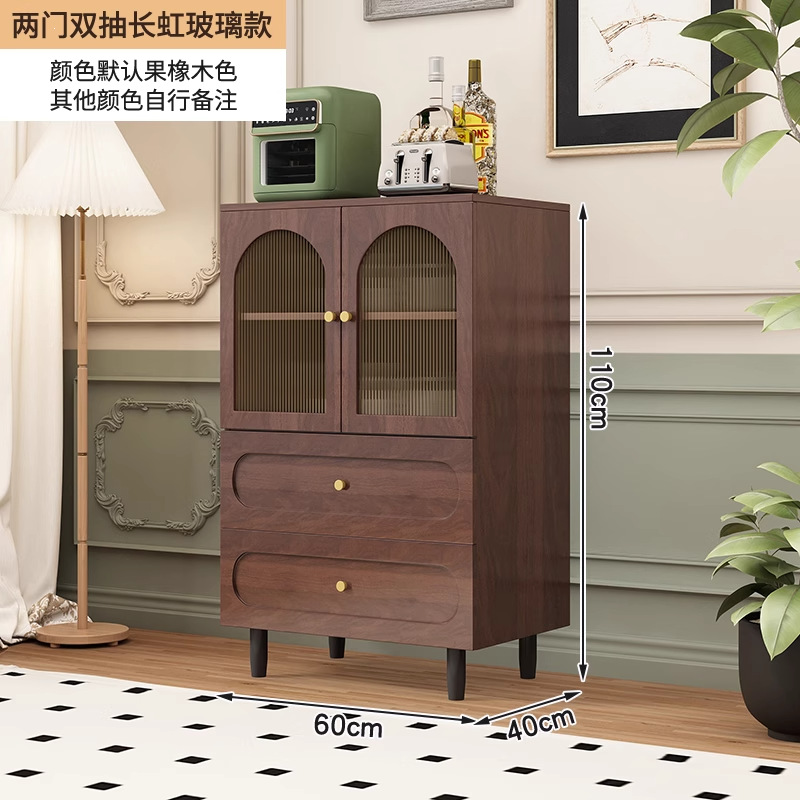 法式餐边柜客厅靠墙一体茶水柜藤编储物柜家用防尘收纳柜复古斗柜