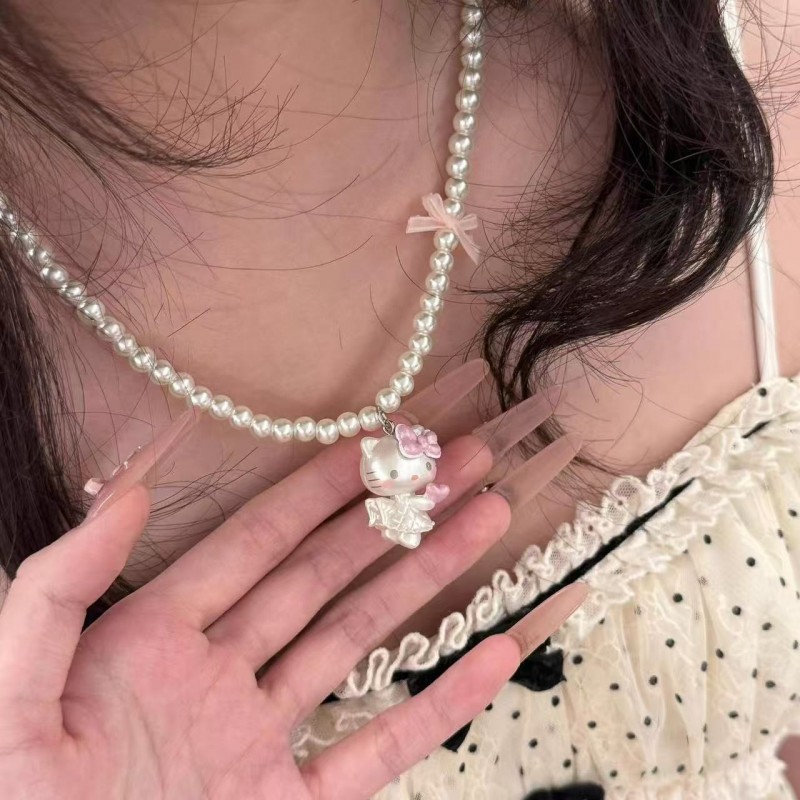 甜美可爱蝴蝶结kt猫项链精致唯美小众时尚精致高级感百搭锁骨链