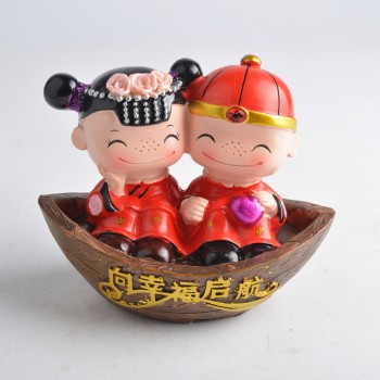 向幸福启航结婚摆件送新人婚礼高级感客厅装饰品中式婚庆入户桌面