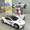 跨境电动万向变形警车赛车灯光音乐自动变形机器人儿童玩具车批发