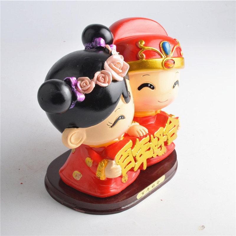 中式婚房布置桌面装饰品摆件百年好合结婚礼物婚庆树脂工艺品手工