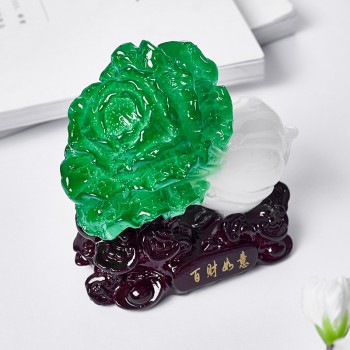 百财如意仿玉白菜摆财摆件风水招财开业前台办公室家居树脂工艺品