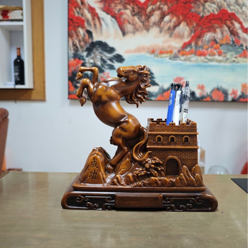 生肖马笔筒树脂酒柜教师感恩节礼物摆件书房摆饰装饰品批发