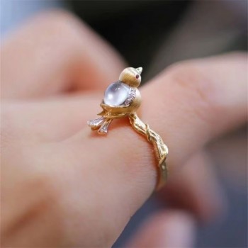 新中式喜鹊小鸟戒指可爱精致小众复古气质轻奢高级感食指戒指环