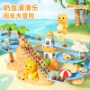 正版奶龙电动滑滑梯自动爬楼梯双轨道滑行小车子儿童玩具批发1-3