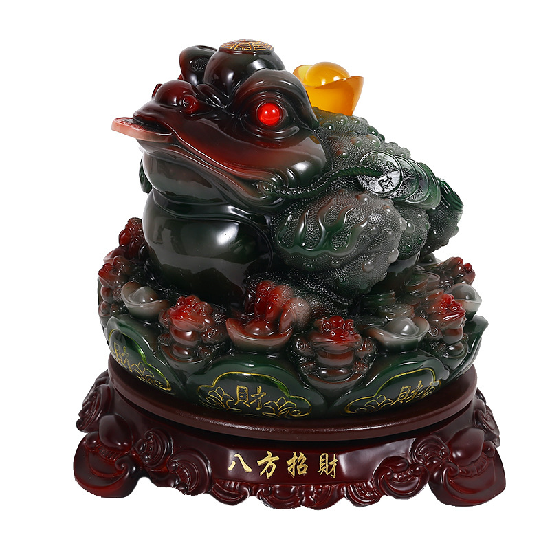 家居金蟾摆件仿玉前台装饰品风水乔迁开业商务客厅酒柜工艺品树脂