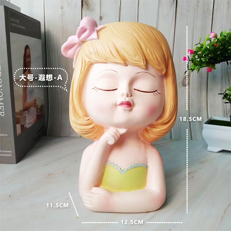 花仙子花盆桌面小摆件北欧风仿真可爱卡通多肉花器树脂小饰品