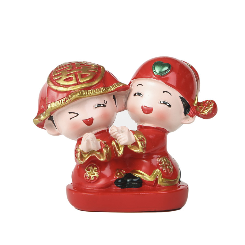 结婚娃娃百年好合树脂工艺品礼物婚房客厅创意家居摆件桌面手工