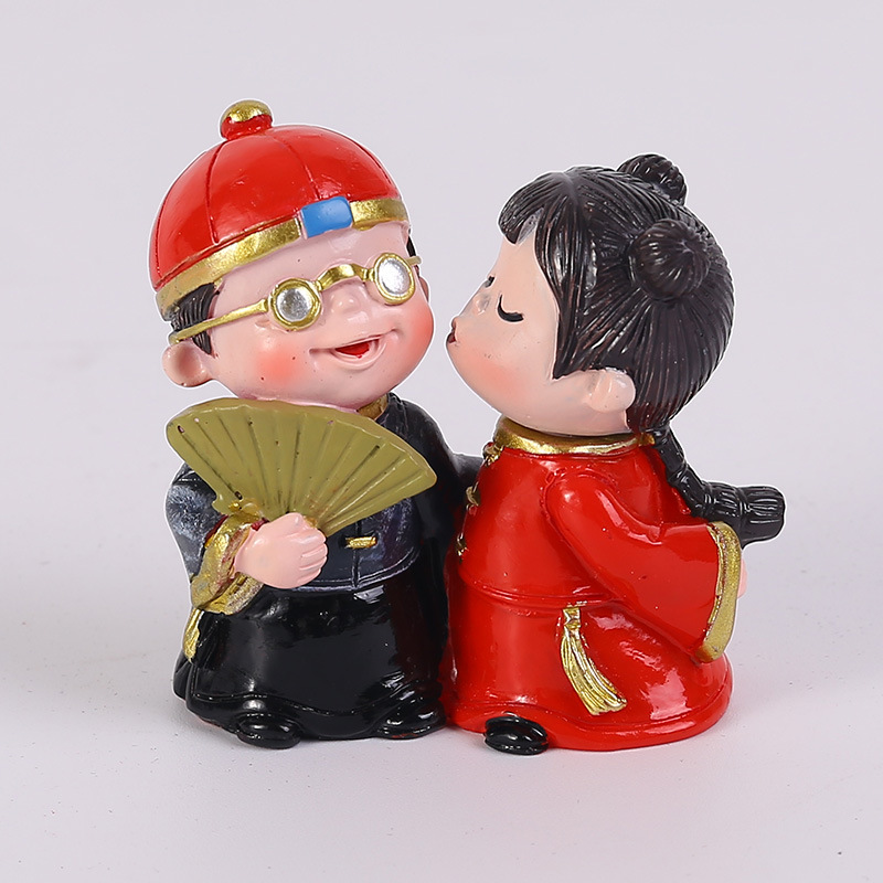 礼物树脂工艺品新郎新娘礼品家居客厅婚庆婚房摆件装饰品桌面中式