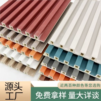 wpc格栅板细长城板竹木纤维生态木护墙板电视背景墙集成吊顶墙面