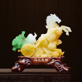中式客厅玄关装饰品马拉白菜摆财摆件中式树脂工艺品开业乔迁风水
