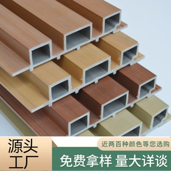 轻奢格栅板塑木围栏格栅PVC长城板庭院露台室外三代共挤木塑墙板
