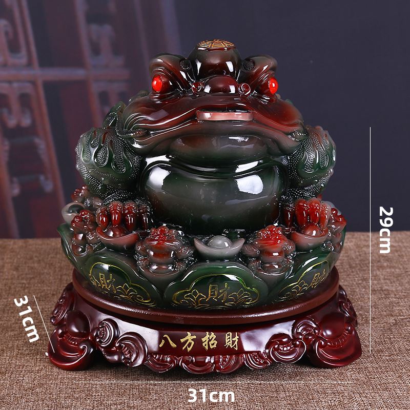 家居金蟾摆件仿玉前台装饰品风水乔迁开业商务客厅酒柜工艺品树脂