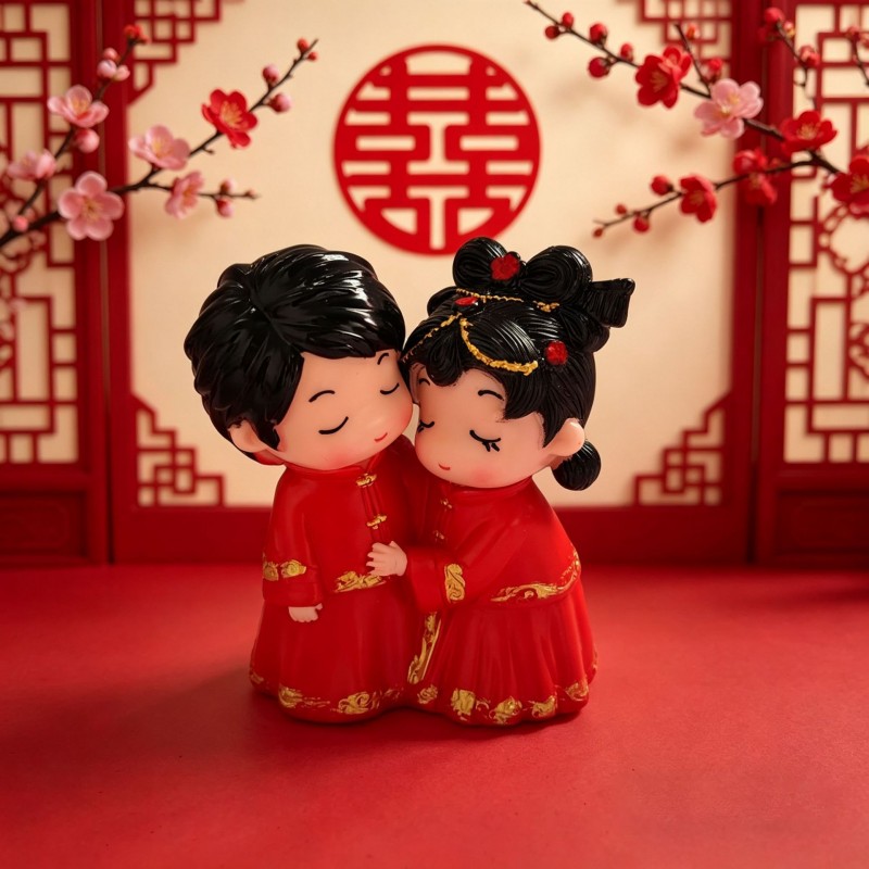新婚结婚娃娃礼物送新人摆件礼品工艺创意家居搪胶工艺品一对实用