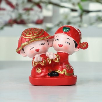 结婚娃娃百年好合树脂工艺品礼物婚房客厅创意家居摆件桌面手工