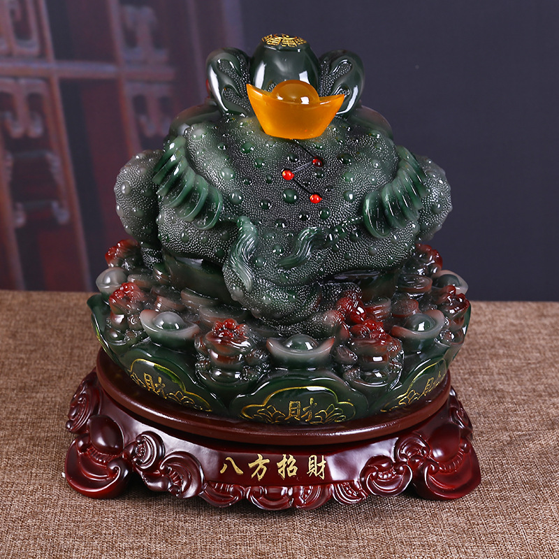 家居金蟾摆件仿玉前台装饰品风水乔迁开业商务客厅酒柜工艺品树脂