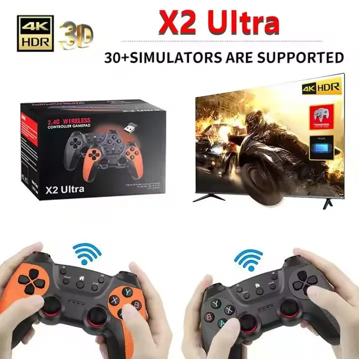 跨境爆款X2Ultra游戏机2.4G双打电视双摇杆街机经典复古PSP游戏