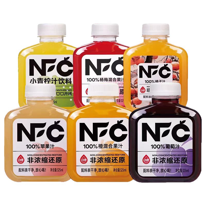 动康新鲜nfc非浓缩还原苹果汁葡萄汁果汁清爽果味家庭装325ml青柠