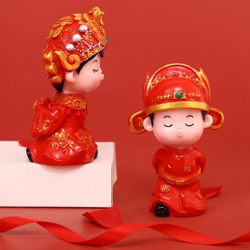 新婚结婚娃娃礼物送新人摆件礼品工艺创意家居搪胶工艺品一对实用