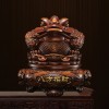 金蟾招财木纹摆件八方来财中式玄关办公室树脂工艺品开业乔迁礼物