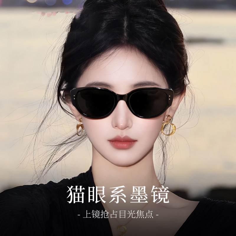 猫眼墨镜女款2026新款高级感方圆脸显脸小偏光镜防紫外线太阳眼镜