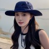 户外登山钓鱼防晒帽加大檐网眼遮阳帽男女可调节抽绳渔夫帽