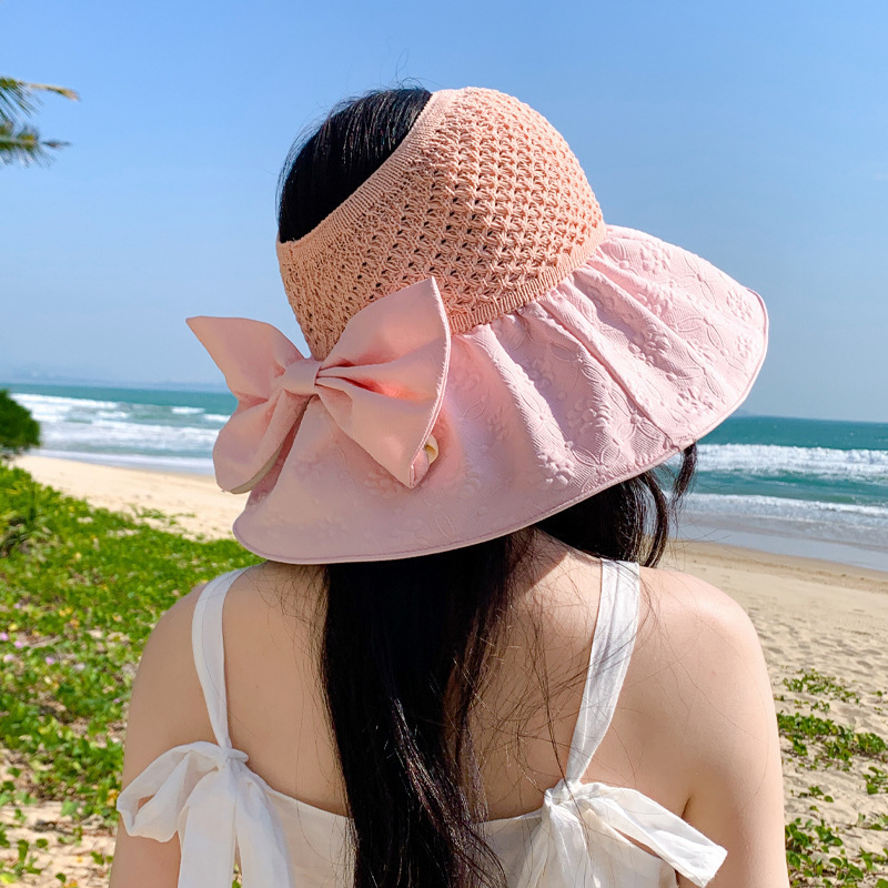 发卡帽沙滩帽女士帽太阳遮阳帽批发透气大檐帽黑胶女帽方便收纳