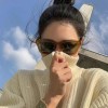 小红书推荐网红款kimhekim墨镜女高级感新款焦糖色方框太阳眼镜女