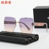 墨镜女抖音同款时尚开车无框太阳镜大脸显瘦韩版潮2025年新款眼镜