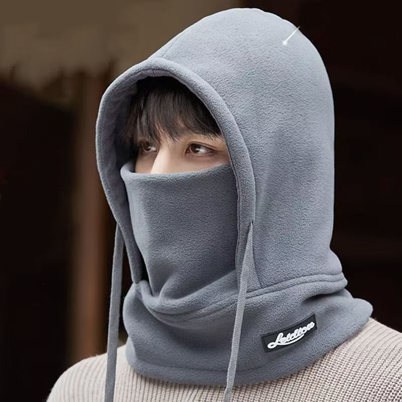 帽子男士冬季保暖毛线织针帽加绒加厚防风帽骑行电动车防寒面罩