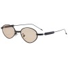 新款金属椭圆墨镜女素颜太阳眼镜女小框时髦高智感超轻遮阳太阳镜