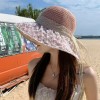 夏季草编蝴蝶空顶防晒帽海边沙滩可折叠遮阳帽休闲百搭拍照太阳帽