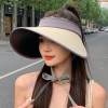 网红披肩护颈遮阳帽加大帽檐草编空顶帽夏季防紫外线可折叠防晒帽