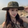 户外登山钓鱼防晒帽加大檐网眼遮阳帽男女可调节抽绳渔夫帽