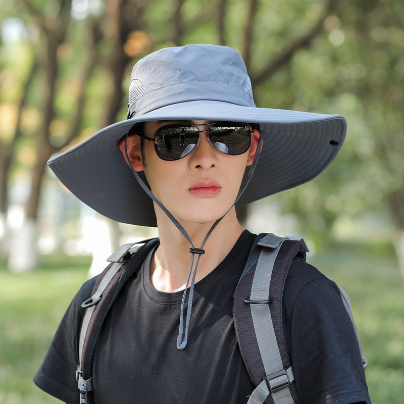 钓鱼防晒帽子男士夏季遮阳渔夫帽新款户外旅游大帽檐遮阳帽太阳帽
