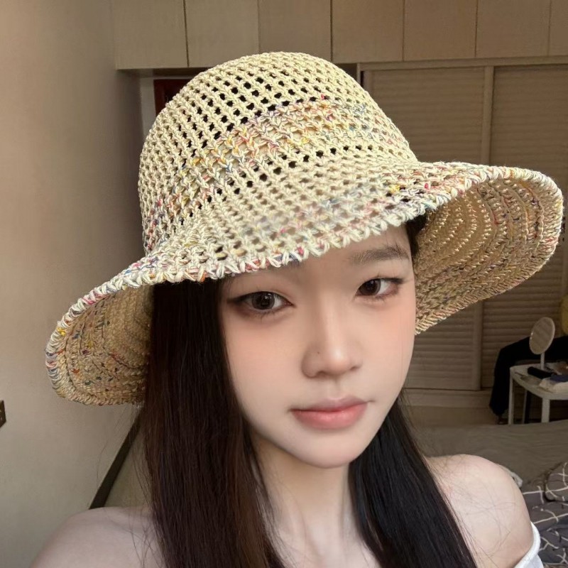 欧根纱珍珠草帽蕾丝草编太阳帽子女大帽檐夏季透气草帽海边遮全脸