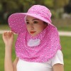 春夏泡泡纱采茶大帽檐防晒帽棉麻女士防紫外线太阳帽遮阳披肩帽女