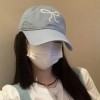 韩国ins风棒球帽女生蝴蝶结浪漫粉色帽子百搭软顶鸭舌帽大帽檐